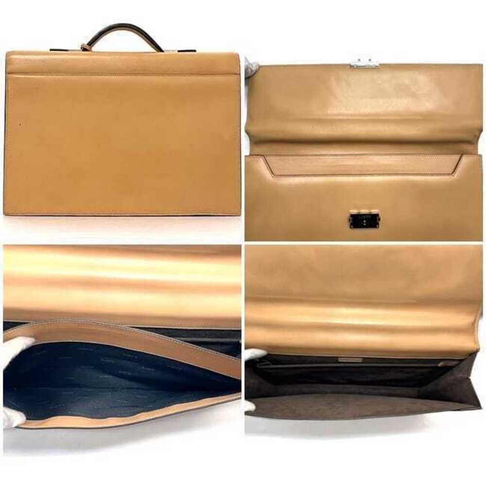 Loewe Camel Bag Beige Handle Leather Flap Business Brown Tan Brown